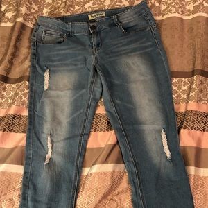 Distressed Jean Ankle Pants